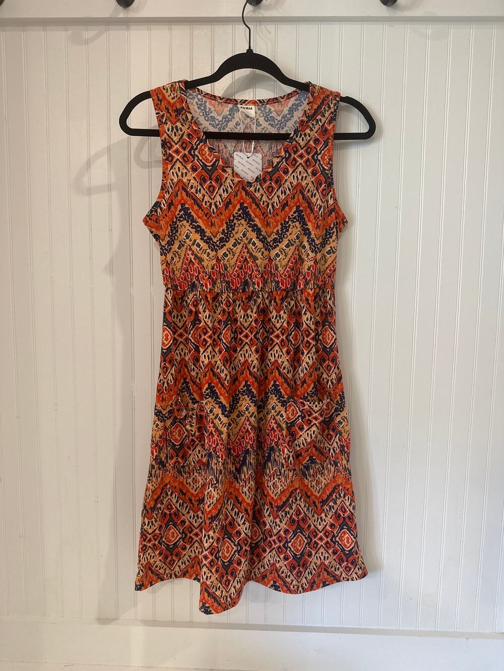 Rumia Women's Sleeveless Boho Dress Geometric Print Small